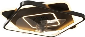 HOMCOM LED stropné svietidlo s ventilátorom, tichý 53 cm ventilátor, 6 rýchlostí, časovač, diaľkové ovládanie, 3 teploty farieb, DC motor, čierny | Ao