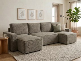 Rozkladacia sedacia súprava do U SMART BOUCLE 303x143 cm, sivohnedá