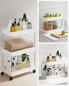 Kuchynský vozík s 3 priehradkami, biely, 60x40x22cm