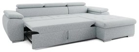 Rozkladacia rohová sedacia súprava v tvare L s úložným priestorom PADUA sivá pravá