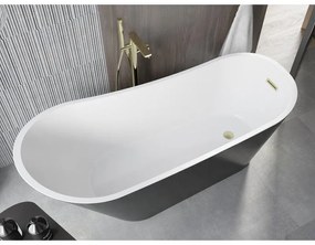 Mexen Alta, voľne stojaca vaňa 170 x 75 cm, biela-čierna, zlatý matný prepad, 52141707575-55