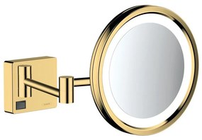 HANSGROHE AddStoris kozmetické zväčšovacie zrkadlo s LED osvetlením (3-násobné zväčšenie), leštený vzhľad zlata, 41790990