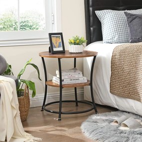 Odkladací stolík TAYLOR Ø 55 cm, rustikálne hnedý