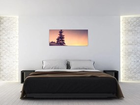 Obraz zasneženého stromu na lúke (120x50 cm)
