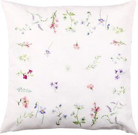 Dekoračný vankúš kvety 45x45 cm, biely
