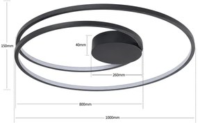 Brilagi - stmievateľné LED stropné svietidlo TWISTER LED/105W/230V Ø100 cm čierne + DO