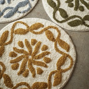 MADAM STOLTZ Kúpeľňová rohožka Round Tufted Mustard Ø 60 cm