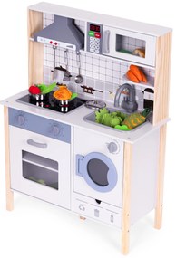 ECOTOYS Drevená kuchynka s LED, zvukmi, práčkou a príslušenstvom
