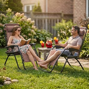4Home Záhradné plážové polohovacie kreslo Relax, hnedá
