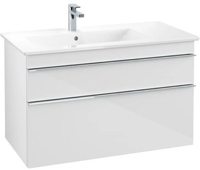 VILLEROY &amp; BOCH Venticello závesná skrinka pod asymetrické umývadlo (ľavé), 2 zásuvky, 953 x 502 x 590 mm, Glossy White, A92701DH