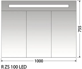 Zrkadlová skrinka Intedoor R ZS 100 LED 01