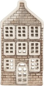 Sivý keramický domček na čajovú sviečku Lamont - 7*7*14 cm