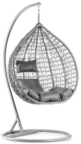 Sivé závesné kreslo KOKON so stojanom