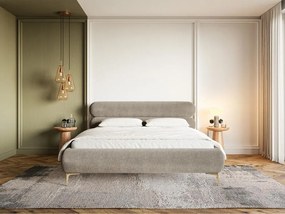 Manželská posteľ 180 cm Rirri 180B (s roštom) (béžovosivá + zlatá). Akcia -20%. Vlastná spoľahlivá doprava až k Vám domov. 1099865