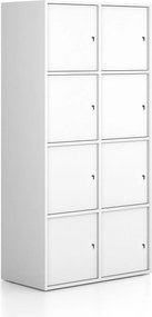 Kancelárska skriňa FRAME, 8x dvere, 872 x 450 x 1735 mm, cylindrický zámok, biela