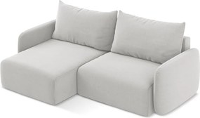 Svetlosivá zamatová rozkladacia/s úložným priestorom rohová pohovka (ľavý roh/s leňoškou) Kalena – Makamii