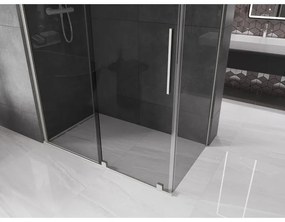 Mexen Velar, sprchový kút s posuvnými dverami 130 x 75 cm, 8mm šedé sklo, brúsená oceľ, 871-130-075-41-97