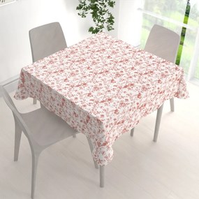 Biante Bavlnený štvorcový obrus Sandra SA-640 Lososové kvety na bielom 140x140 cm