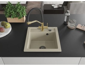 Mexen Vito, 1-komorový granitový drez 520x490x210 mm, drezová batéria Duo, béžová, 6503-69-671701-57-B