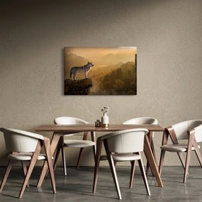 Obraz vlka na skale (90x60 cm)