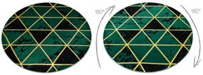 Koberec EMERALD exkluzívny 1020 kruh - glamour, marmur, trojuholníky zelený/zlatý