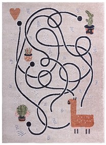 Dywany Łuszczów, Detský kusový koberec Fun Game llama beige, 120x170, béžová, detská izba