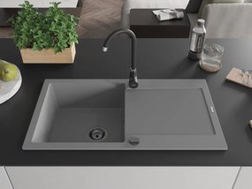 Mexen Leo, drez granitový 900x500x190 mm, 1-komorový, šedá s čiernym sifónom, 6501901010-71-B