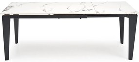 Rozkladací jedálenský stôl Felix 141/201 cm biely mramor/čierny