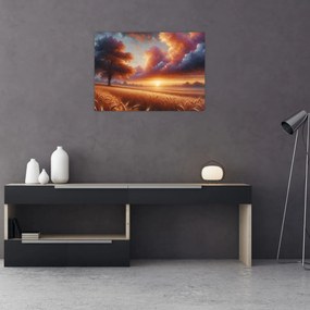 Obraz – Západ slnka na poli (70x50 cm)