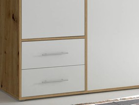 Šatníková skriňa Valencia, 206 cm, dub artisan/biela