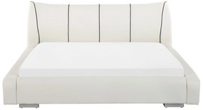 Biela kožená posteľ 180 x 200 cm NANTES Beliani
