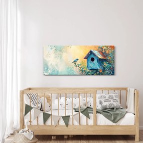 Obraz - Vtáčia búdka, akvarel (120x50 cm)
