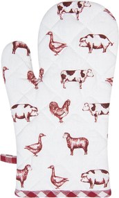 Kuchynská bavlnená chňapka Country Life Animals bielo-červená- 16 * 30 cm