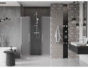 Mexen Velar Duo, posuvné sprchové dvere do otvoru 140 cm, 8mm sklo námraza, chrómová, 871-140-000-32-01