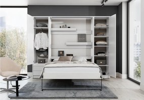 Vertikálna sklápacia posteľ Genius 140x200 s písacím stolom - biely mat