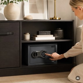 Malý domáci trezor, elektronický zámok na kód, na peniaze a dokumenty, 350x250x250 mm: DORIAN