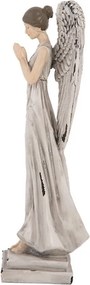 Decorative Figurine Angel 23 Cm White Grey Plastic - 23.0 cm