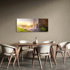 Obraz - Seljalandsfoss spoza vnútra jaskyne (120x50 cm)