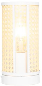 Orientálna stolná lampa biela s ratanom 12 cm - Akira