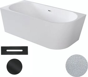 Besco Akrylátová voľne stojaca rohová vaňa Zoya Glam S 150x75 (170x80) biela/strieborná BESCO-Typ výpuste: Click-Clack s prepadom, grafit, BESCO-Rozm…