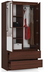 Skriňa S 90 cm 2D 2SZ 2 zrkadlá CLP wenge