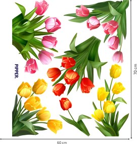PIPPER. Tulipány - textilná nálepka na stenu