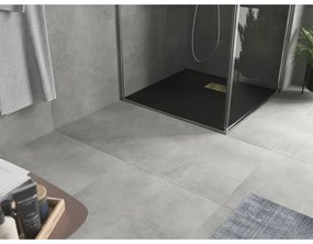 Mexen Hugo, štvorcová sprchová vanička SMC 80 x 80 cm, čierna, zlatá krytka, 42708080-G