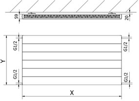 Mexen, Panelový radiátor Mexen Line CL11 600 x 1200 mm, bočné pripojenie, 940 W, biely - W411L-060-120-00