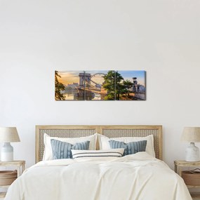 Obraz - Most cez rieku, Budapešť, Maďarsko (s hodinami) (90x30 cm)