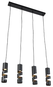 Moderne hanglamp zwart 4-lichts - Stream