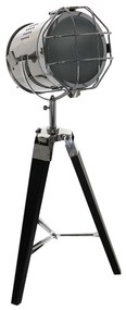 Dekorstudio Podlahová lampa TRIPOD na čiernej trojnožke s chrómovaným tienidlom