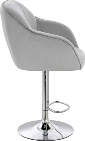 LuxuryForm DESIGN Barová stolička AVOLA VELUR na striebornom tanieri - svetlo šedá