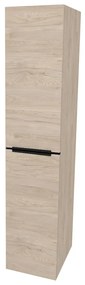 Mereo, Mereo Mailo, kúpeľňová skrinka vysoká 170 cm, čierne madlo, Multidecor, Light Rock Hickory, MER-CN594LPBLRH1