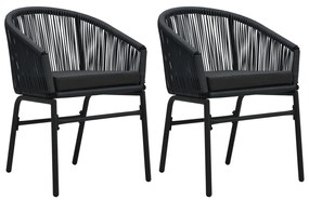 Záhradné stoličky 2 ks, čierne, PE ratan